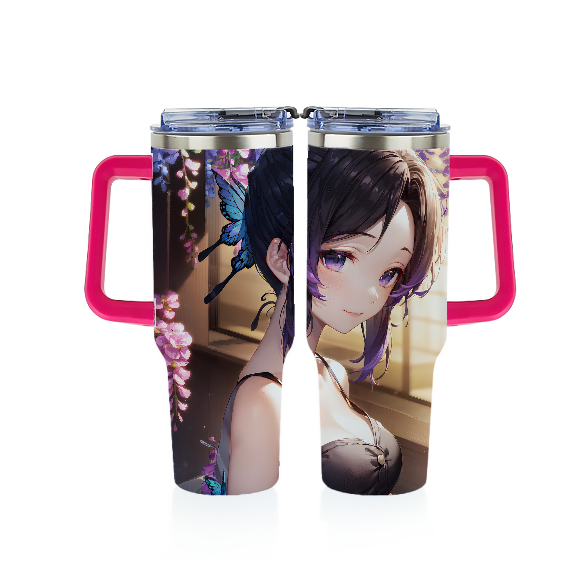 （画像用） 鬼滅の刃（きめつのやいば）蟲柱-胡蝶 しのぶ／こちょう しのぶ Kochou Shinobu 1200ｍLフルプリント車用タンブラー